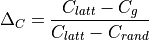 \Delta_C = \frac{C_{latt} - C_g}{C_{latt} - C_{rand}}